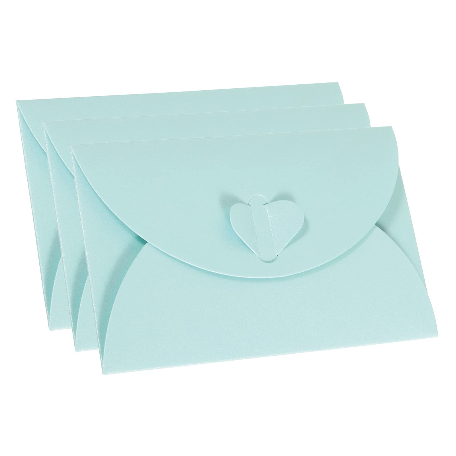 PATIKIL Gift Card Envelopes, 36 Pack Heart Shaped Clasp Small Gift Cards Holder Mini Envelope for Birthdays Weddings, Light Blue