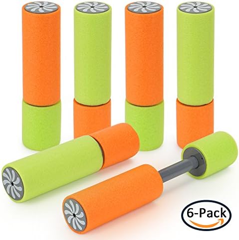 Anmei Mini Super Soaker Foam Pocket Water Guns (6 Pack) Toys For Kids Summer Swimming Pool Game Beach Sand Water Blaster Toy