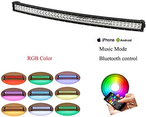 Nicoko Curved 32" 180W RGB Halo LED Light Bar with Bluetooth App & Wiring Harness Control for Rock lights kit Off Road lights Bluetooth lights for truck car Driving Lights Waterproof