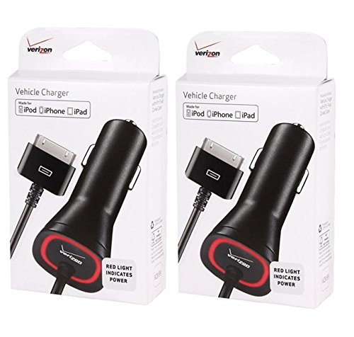 2 Pack of Verizon Certified Apple 30-Pin Vehicle Charger for iPhone 3/3G, 4/4S, iPod Touch(4th Gen), iPod Nano(6th Gen), iPad 2/3 2 Pack of Verizon Certified Apple 30-Pin Vehicle Charger for iPhone 3/3G, 4/4S, iPod Touch(4th Gen), iPod Nano(6th Gen), iPad 2/3