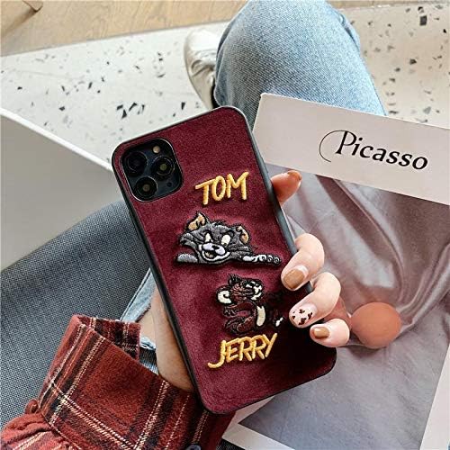 tuehanshop - 3D Embroidery Phone Cases for Phone 11 pro max Case Cartoon Tom and Jerry Back Cover case for Phone 7 8 Plus x xr xs max Material - for iPhone 11pro MAX-Style 9