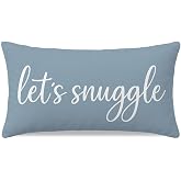 HERHOME Decorative Lumbar Pillow Cover 12x20 Inch Let&rsquo;s Snuggle, Dusty Blue | Bed or Sofa Couch Throw Cushion Case, Coastal Calming Cottage Summer Bedroom Decor