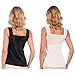 Womens Patricia Lingerie Stretch Fabric Lace Detail Square Neck Camisole (Small, 2 Pack Black/Ivory)