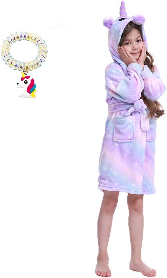 Kids Bathrobe Soft Hooded Unicorn Robe Warm Animal Nighties Unisex Gifts
