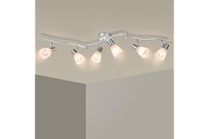 HiBay Ceiling Track Lighting 6-Light, Adjustable Modern LED Spot Light Fixtures with Glass Shade, Directional Spotlight for Kitchen Living Room Bedroom Hallway, Incl. 6X 4W E12 Bulbs