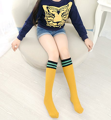 Kids Girls Stripe Long Cotton Socks School Uniform Knee High Socks Classic Stockings
