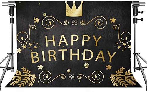 Meetsioy 誕生日背景幕 パーティー写真用 プレミアムダークグレーテーマ ゴールドクラウン背景 誕生日 Meetsioy 誕生日背景幕 パーティー写真用 プレミアムダークグレーテーマ ゴールドクラウン背景 誕生日