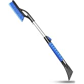 Auccutro 33'' Snow Brush and Ice Scraper for Car Windshield | Aluminum Extendable Snow Removal Tool for Car Window with Foam Grip, Soft Broom Head for Car SUV Vehicle Winter Accessories
