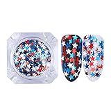 BORN PRETTY 1.2g Glitter Star Nail Sequins Flakies Blue Red White Nail Art Paillette