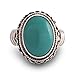 925 Sterling Silver Blue Turquoise Gemstone Oval Rope Braided Edge Vintage Band Ring Size 7