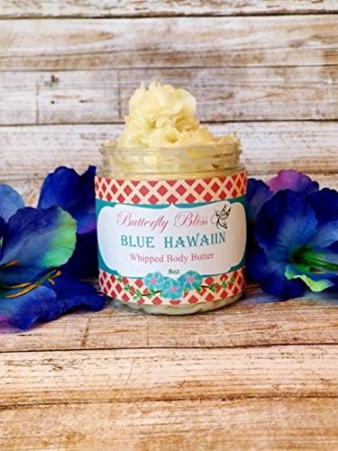 Blue Hawaiin Whipped Body Butter, natural lotion, organic, 8oz jar, made with shea butter, mango butter, coconut oil, almond oil