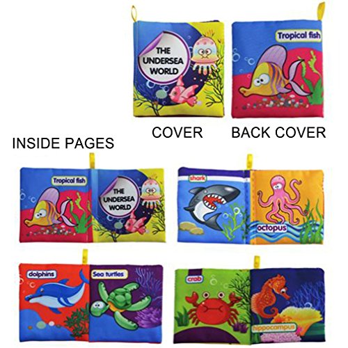 (Pack of 4) Baby's First Non-Toxic Anti-tear Fabric Book Soft Cloth Book Set --- Learning Animals, Numbers and Vegetable - Thumbnail 4