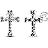 Cross Earrings for Women - 925 Sterling Silver Vintage Cross Stud Earrings for Women/Men - Christian Minimalist Jewelry, Stylish Design Gift