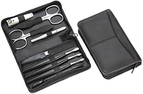 FMG German Leather 9 piece manicure set with Solingen implements by Hans Kniebes - Sonnenschein Exclusive