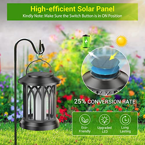 Gearlite Set of 2 Garden Solar Lights for Hanging Outdoors, Solar Lanterns with Realistic Flame Effects, IP65 Waterproof, Lights with Clips, for Yard, Halloween, Garden Decoration, Balcony