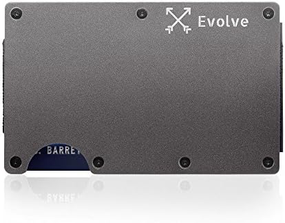 Ridge Wallet Minimalist Money Clip - RFID Blocking Aluminum 2018 Design by EVOLVE (Gunmetal)