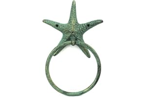 Antique Bronze Cast Iron Starfish Towel Holder 8.5 Inch - Starfish Decoration - Sea Home Decor
