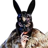 OAIJPSBY Leather Rabbit Mask, Women's Costume Masks, Bunny Mask for Night Club Cocktail Cosplay Prom Rave Decorative