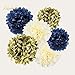 NICROLANDEE Navy Blue Gold Party Decoration Kit Nautical Baby Shower Hanging Pom Poms Paper Garland Party Confetti for Get Ready Bridal Shower Wedding Birthday Bachelorette