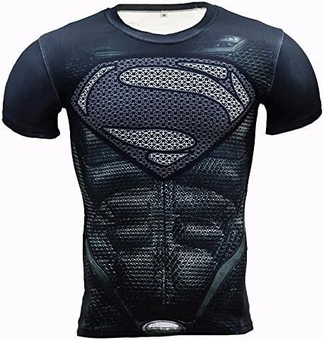 Jack Cordee Superman Men's Graphic Compression Short Sleeve Skintight Gym Shirt/Sport Shirt - Medium