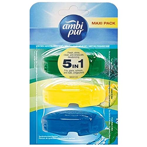 Ambi Pur 6 x 3 flüssige WC-Steine Nachfüller 3 x 55ml - Tea Tree/Lemon / Freshwater