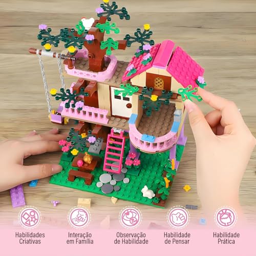 Brastoy Blocos de Montar Construção Casa na Árvore Brinquedos Infantil 504 Peças