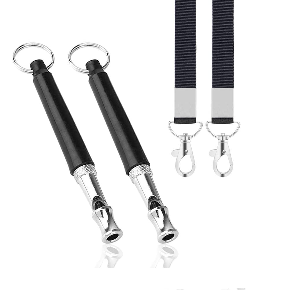 ROFAKU Dog Whistle, 2022 New 2PCS Ultrasonic Dog Whistle to Stop Barking Neighbors Dog, Professional Adjustable Silent Dog Whistle Training Tools for Dogs with Black Strap Lanyard