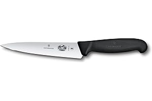 Victorinox Fibrox 6 Inch Straight Edge Chef's Knife, Kitchen Knife with Stainless Steel Blade, Non-Slip Handle, Dishwasher Safe, Black
