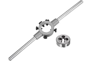 uxcell Die Stock Handle Wrench Set, 5/16-18 UNC Round Die and 25mm Die Holder (Fits 5/16" (UNC/UNF) / Metric M7-M9 / 25mm OD 