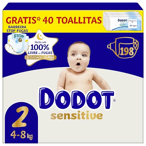 Pañales Bebé Sensitive, Talla 2 (4-8 kg), 198 Pañales + Regalo de 40 Toallitas Aqua Pure 99% Agua, Hasta 12 h De Protección Antifugas y Cuidado de la Piel, Pack Mensual