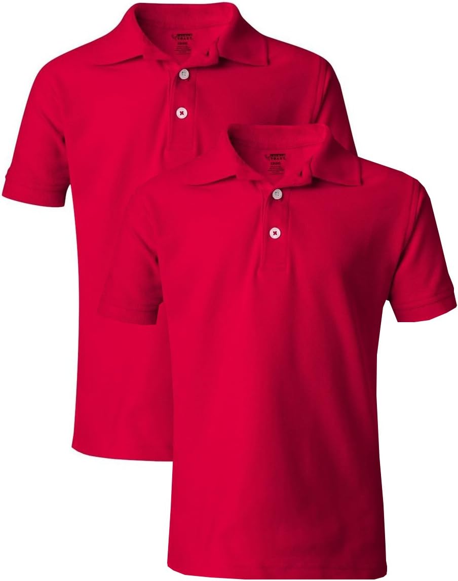 French Toast Boy's 2 Pack Uniform Short Sleeve Polo Shirts 10/12 Red
