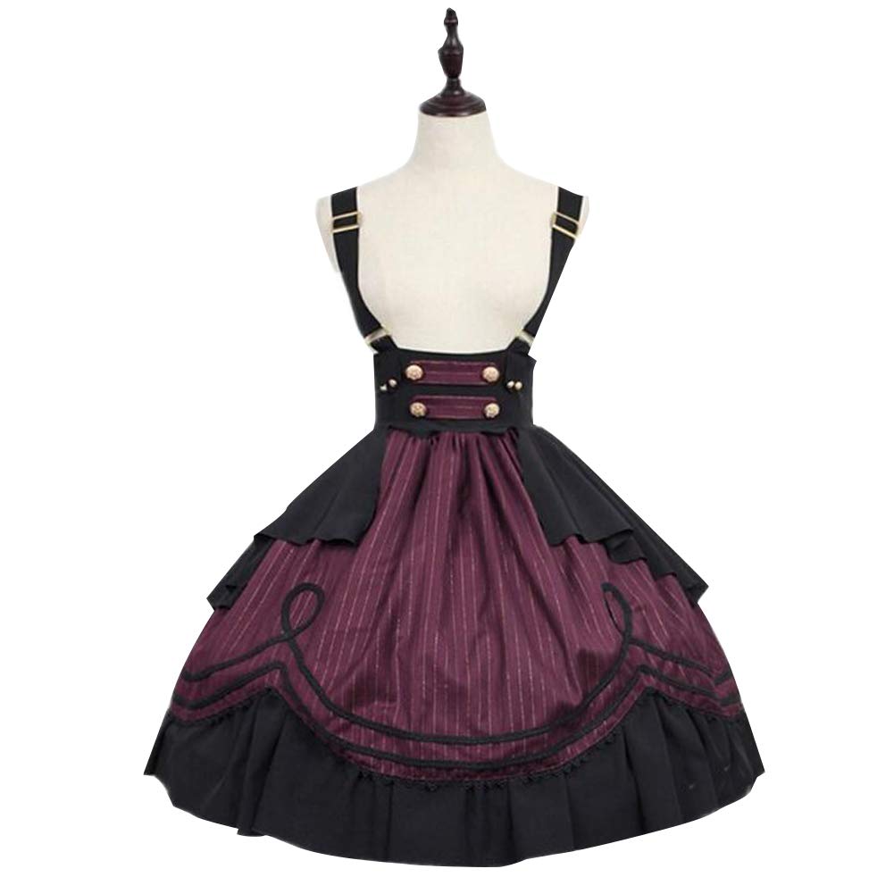 Mua Bublanwoロリータ コスプレ 中世 ヨーロッパ サスペンダースカート 文化祭 舞台着 撮影 ハロウイン 変装 喫茶店 学園祭 イベント 可愛い パーテイーアイテム メイド服 赤 M Tren Amazon Nhật Chinh Hang 21 Fado
