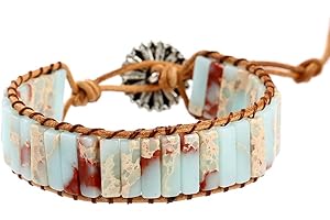 Plumiss Women Boho Handmade Natural Stone Crystal Leather Bead Wrap Bracelets Collection
