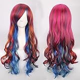 Kuulee Women's Multi-color Full Wig Long Curly Hair Heat Resistant Wigs Harajuku Style Hair Wigs Costume Wigs for Cosplay/Party Lolita