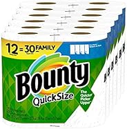 Bounty Quick-Size Paper Towels, 12 Family Rolls = 30 Regular Rolls
