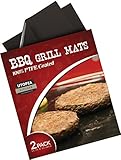 Utopia Kitchen Non Stick Grill Mats - Set of 2- Black- For Gas, Electric & Charcoal Grills used by Professionals