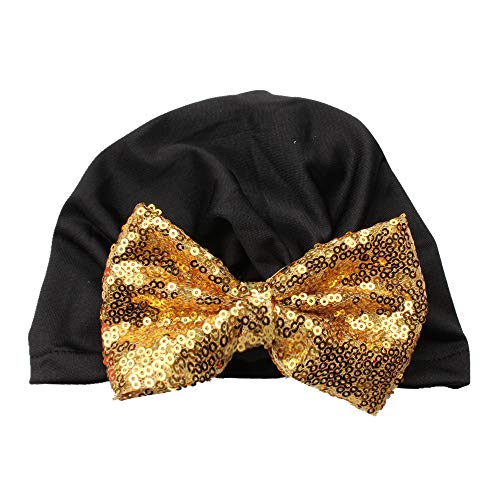 Jshuang Polyester Children Bohemian Sequin Bow Children's Hat, 1 Months to 5 Years Old Baby (Gold)