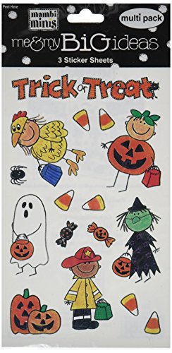 Me & My Big Ideas Mambi Minis Stickers 4-1/2 Inch by 6 Inch 3 Sheets/Package, Halloween Kids