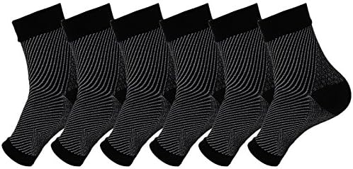 Plantar Fasciitis Compression Socks With Arch Support 6 Pairs for Men &amp; Women - Heel Arch Support/ Ankle Sock, Great for Hiking, Better feel than Copper Fit (S/M, Black)