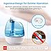 TaoTronics TT-AH009 Ultrasonic Cool Mist Humidifiers for Bedroom Baby Room, Small & Space-Saving, Whisper Quiet, BPA Free, Auto Shut-off-2L/0.5Gallon, US Plug 110V