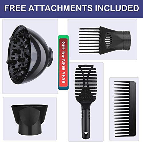 Light Weight Salon Hair Blow Dryer 2000W Low Noise with Powerful Professional Hair Dryer Negative Ionic Ceramic Technology, Quick Drying with AC Motor,2 Speed 3 Heat Settings and Cool Button-WhiteBlue