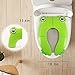Potty Training Seat, Folding Portable Reusable Toilet Potty Training Seat for Babies, Toddlers and Kids, Green
