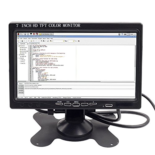 Camecho Mini PC CCTV Display Home Security Surveillance Screen 1024x600 7 inch HD LCD Car Backup Monitor Support HDMI / VGA / Video / Audio with free 5 mm AC Adapter