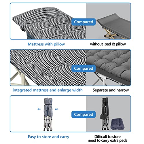 NESDCC Camping Cot Camping Bed with Mattress & Pillow Cots for Sleeping