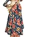 OLYR Women's Fall Winter Pleated Midi Dress Long Sleeve Floral Print Casual Swing Tunic Tee Shirt Dress (XL, Navy Floral)