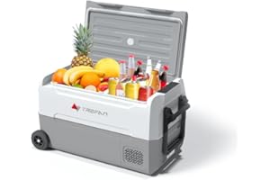 TREFAN 35L/37 Quart Car Refrigerator Portable Freezer Fridge -4℉~68℉ 12v Cooler with Dual Zone & Compressor AC/DC RV Refrigerator Car Fridge for Travel, Camping, Boating