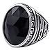 KONOV Mens Crystal Stainless Steel Ring, Classic Oval, Black, Size 8