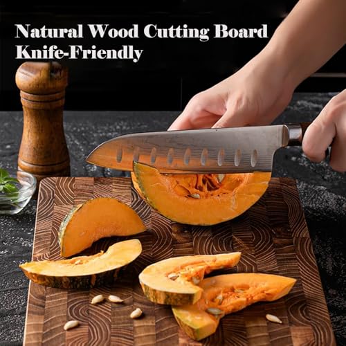 Tabla de cortar de Madera de Teca para Cocina, 40 × 30 × 3 cm, Tabla de Corte de Grano Final, Tabla de Charcutería de Madera, Bloque de Carnicero Grande con Asas Ocultas