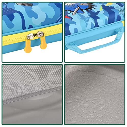 3D Shark Lunch Box Kids Bento Box Insulated Lunch Bag with Ice Pack Water Bottle Silicon Cap Spoon Salad Container Durable Water-Resistant Back to School Supplies for Ideal Boys Age 7-12