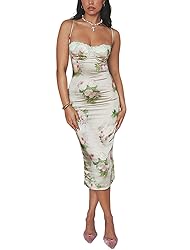 ABINGOO Women Vintage Spaghetti Strap Maxi Dress